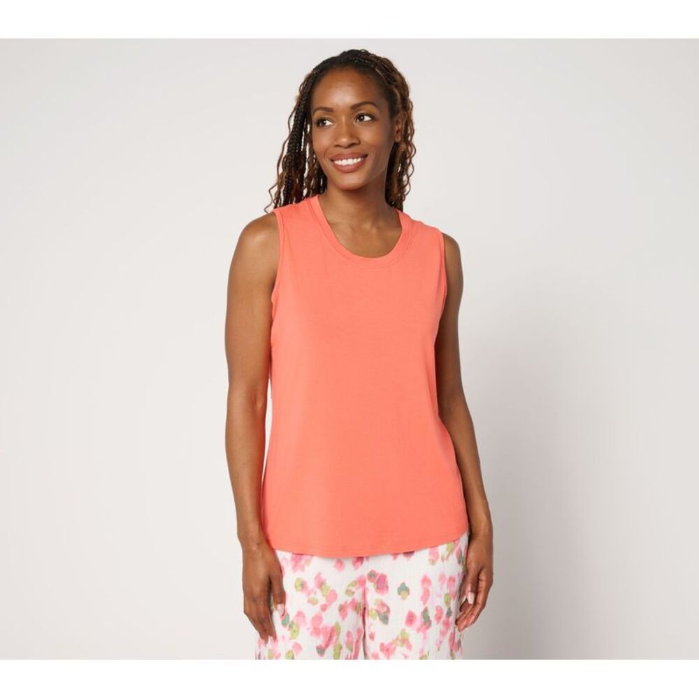 nicole by Nicole Miller Women's Top Plus Sz 2X Modal Knit Tank Pink A693069